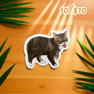 Tabby Cat With Tongue Out Sticker – 1.5”